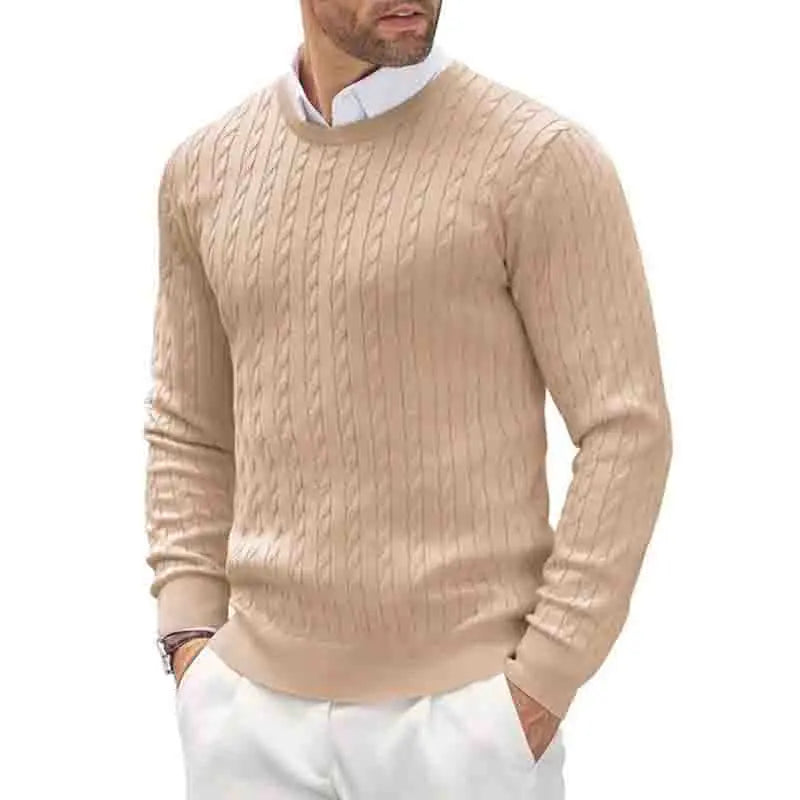 New Men's Casual Sweater Round Neck Long Sleeve Knitted Sweater