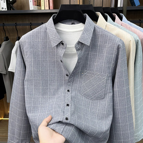 Breathable Plaid Short Sleeve Shirt Regular Fit Business