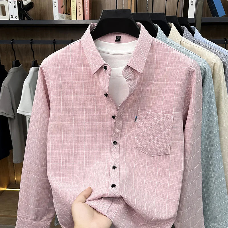 Breathable Plaid Short Sleeve Shirt Regular Fit Business
