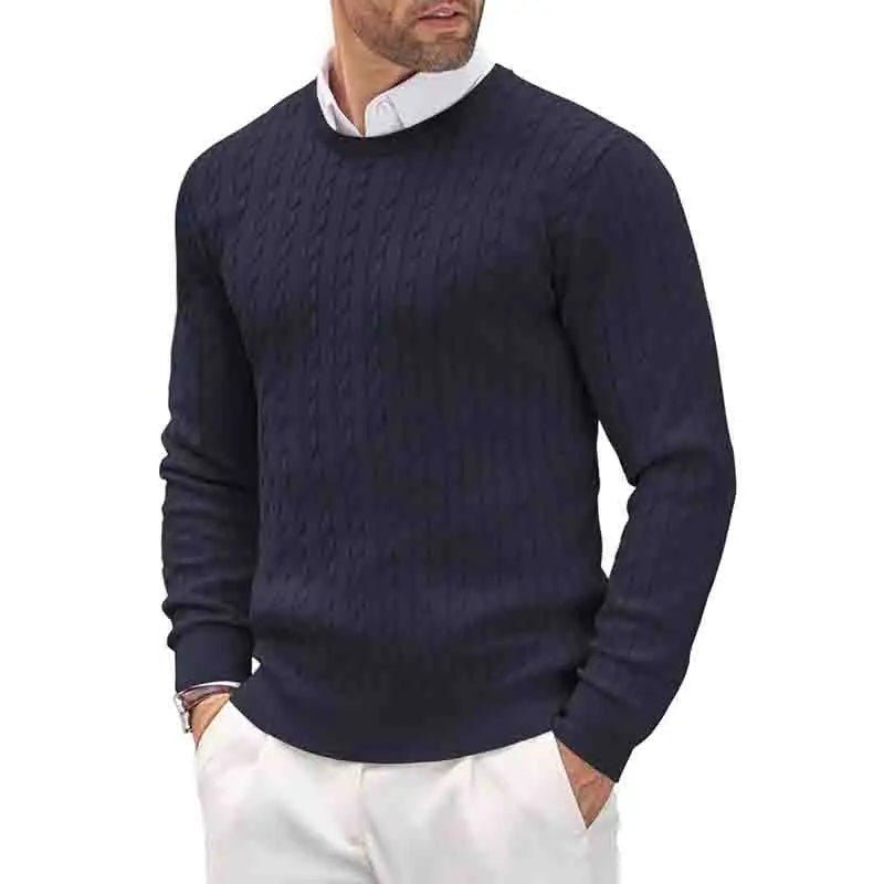 New Men's Casual Sweater Round Neck Long Sleeve Knitted Sweater