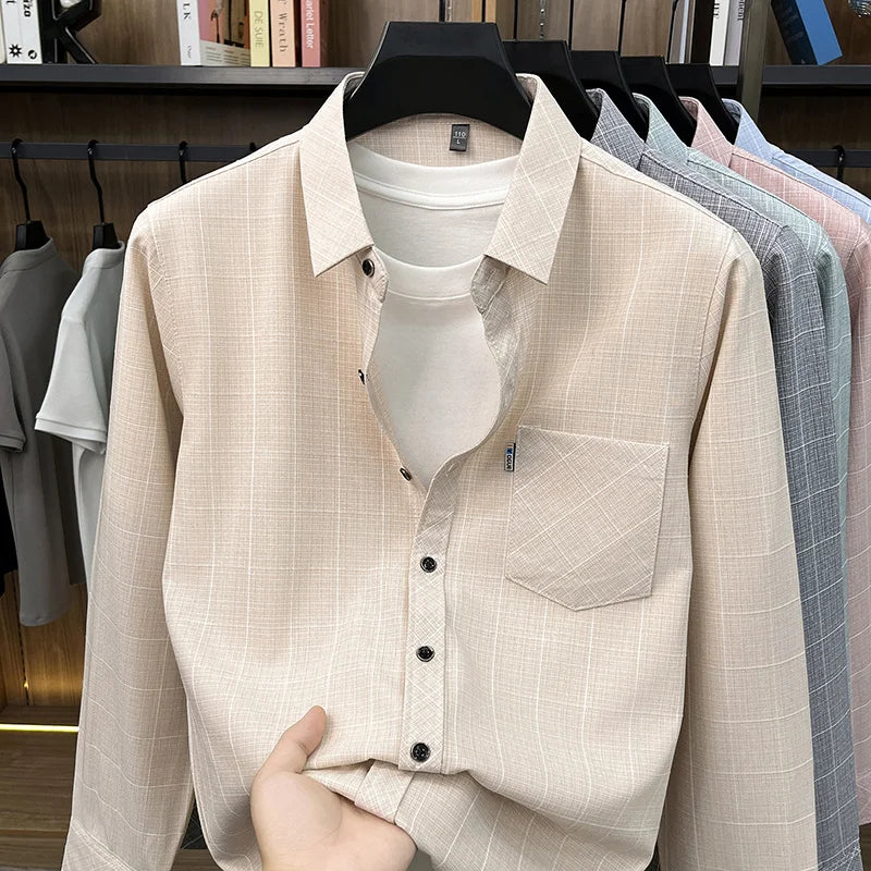 Breathable Plaid Short Sleeve Shirt Regular Fit Business