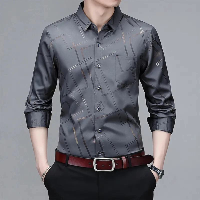 Casual and Fashionable Long Sleeved Printed Shirt