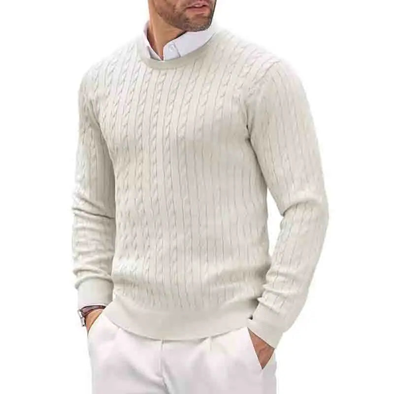 New Men's Casual Sweater Round Neck Long Sleeve Knitted Sweater